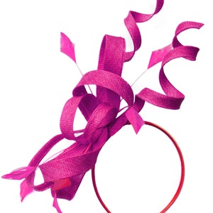 Caprilite Fuchsia Hot Pink Wedding Swirl Fascinator Headband  Alice Band Ascot Races Loop Net