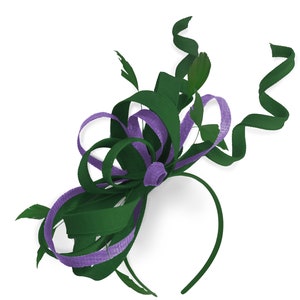 Caprilite vert et lavande lilas mariage tourbillon fascinateur bandeau Alice Band Ascot courses boucle filet