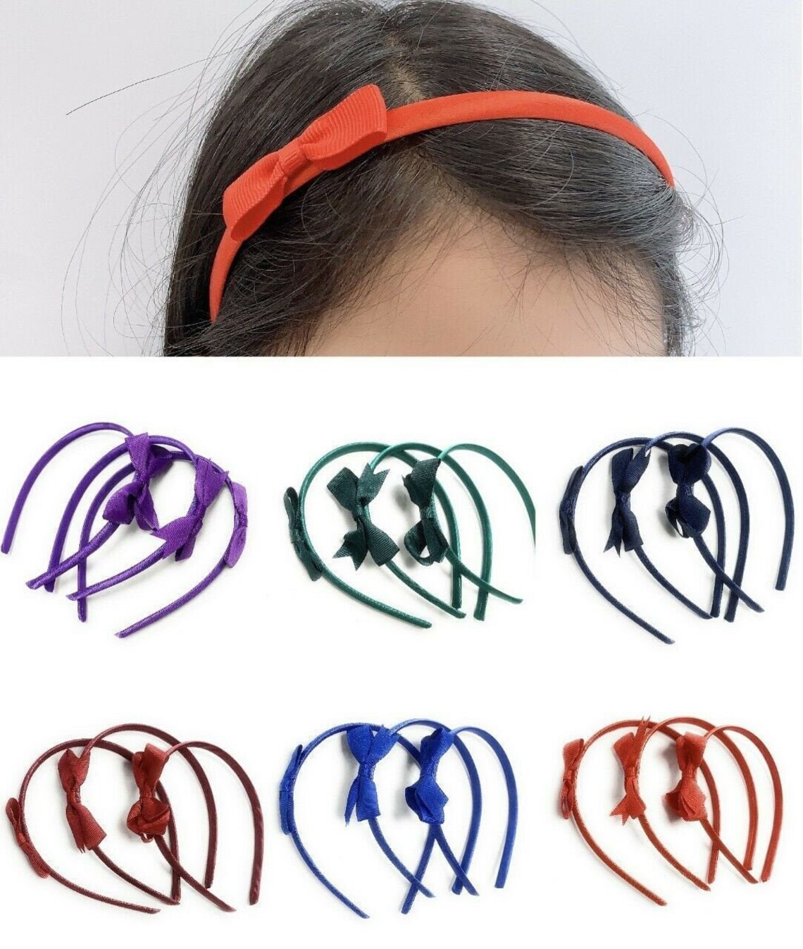 3 Set School Headband Girls Kids Small Hair Bow Slides Grips Etsy