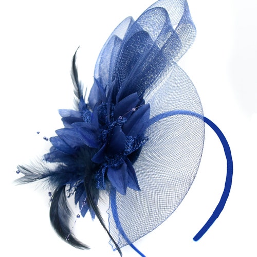 Navy Blue Large Wedding Fascinator Headband Aliceband Ladies - Etsy