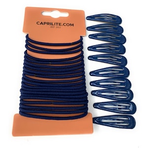 30 PCS Sleepie Elastics Hair Head Bands Snap Clips Hairbands Bobbles Set - Navy Blue