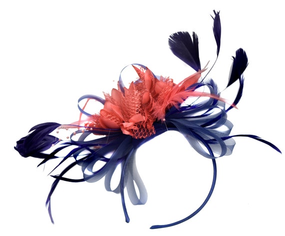 Magnifique Rose et Corail Fleur Fascinator headbandon Crème Alice Band