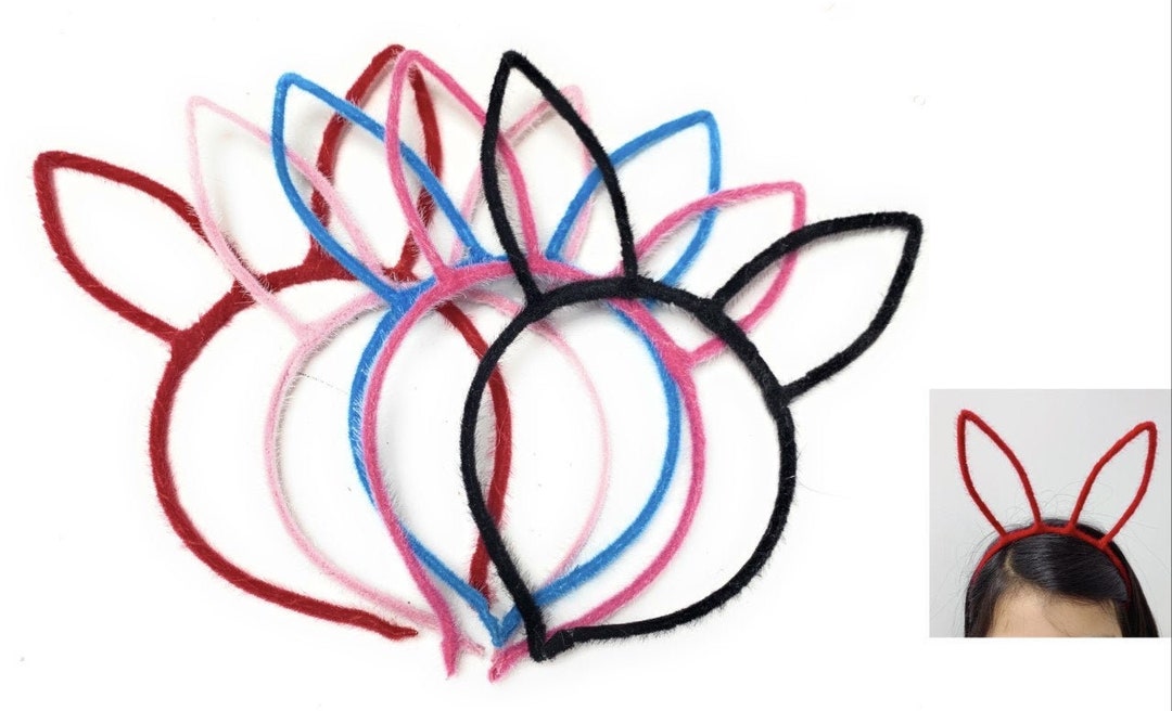 thumbnail image 2 of Wire Bunny Ear Headband With Bow – Chiffon, Wired, Kids/Women Costume Prop 2 of 2