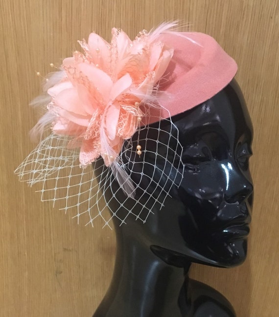 Caprilite Peach Pink Fascinator Hat 