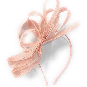 Caprilite Vegan Sinamay Fascinator Headband Wedding Hoop Ladies Day Ascot Races - Peach Pink