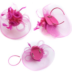 Caprilite Big Navy and Baby Pink Fascinator Hat Veil Net Hair - Etsy