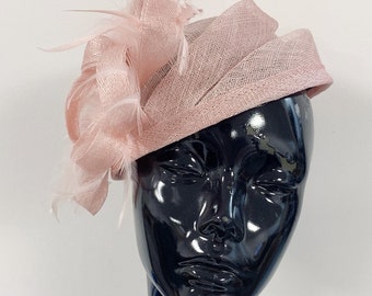 Redondo Sinamay Dusty Pink Pastillero Fascinator Bodas Ascot Hatinator Races Headpiece