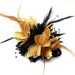 Caprilite Black and Gold Fascinator Black Headband Clip Comb Flower Corsage
