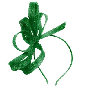 Caprilite Vegan Emerald Green Sinamay Fascinator Headband Wedding Hoop Ladies Day Ascot Races