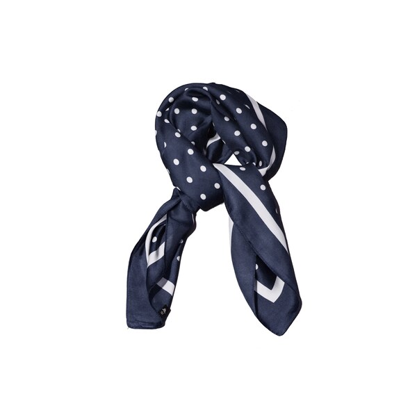 70cm x 70cm Navy Blue Polka Dot Print Pattern Square Scarf Big Ladies Womens Faux Silk Head Neck Thin Bag Charm