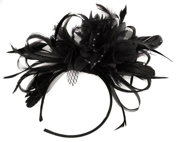 Black Hoop and Feathers Fascinator on Headband | Etsy