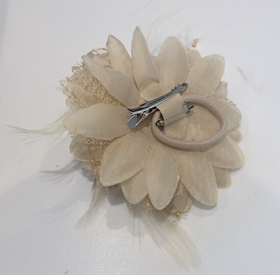 Caprilite Taupe Fascinator Clip Flower 