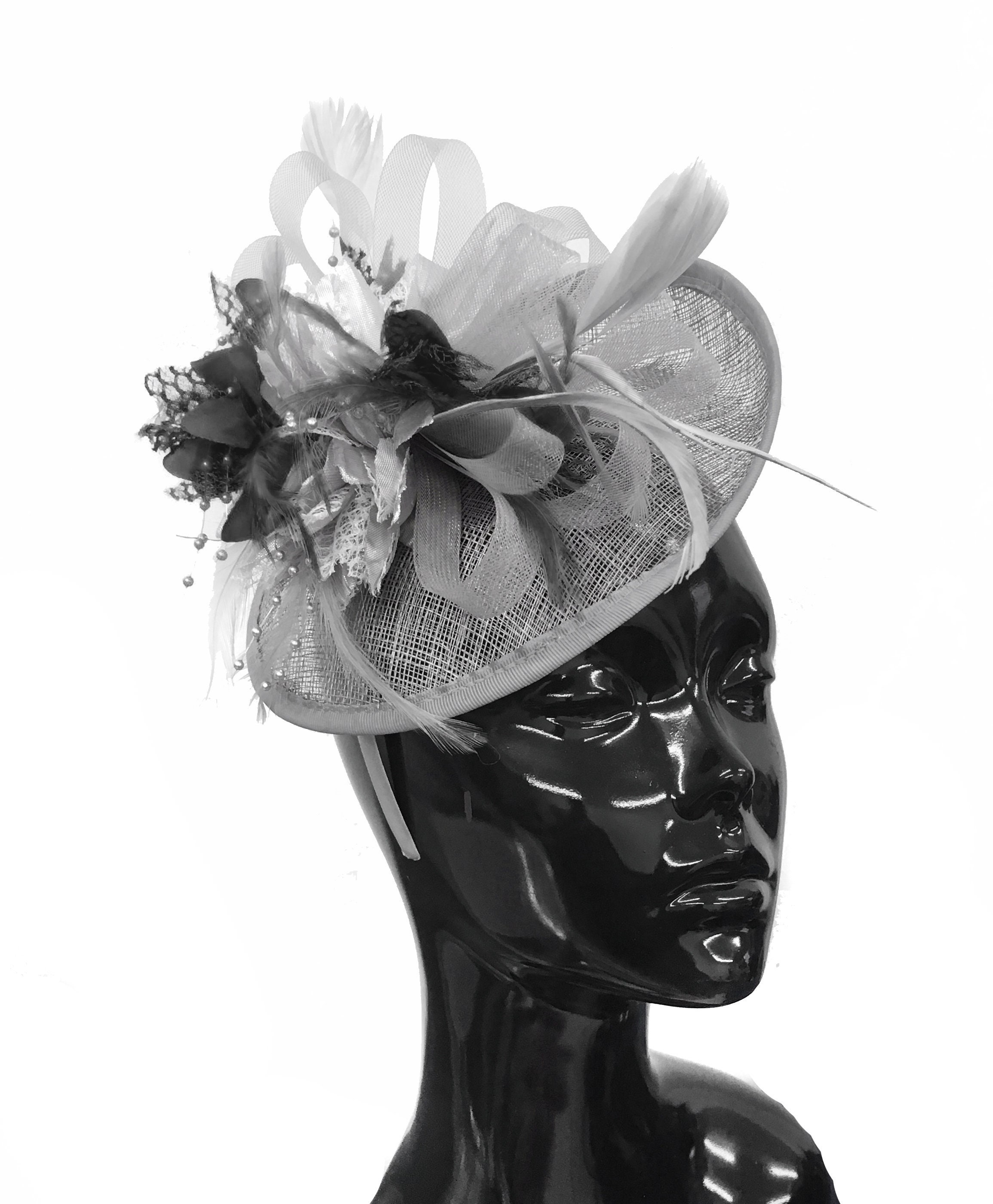 Caprilite Grey Silver and Black Sinamay 