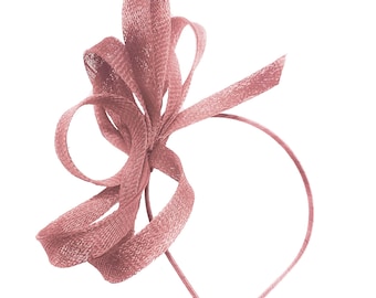 Caprilite Dusty Pink Vegan Sinamay Fascinator Headband Wedding Hoop Ladies Day Ascot Races