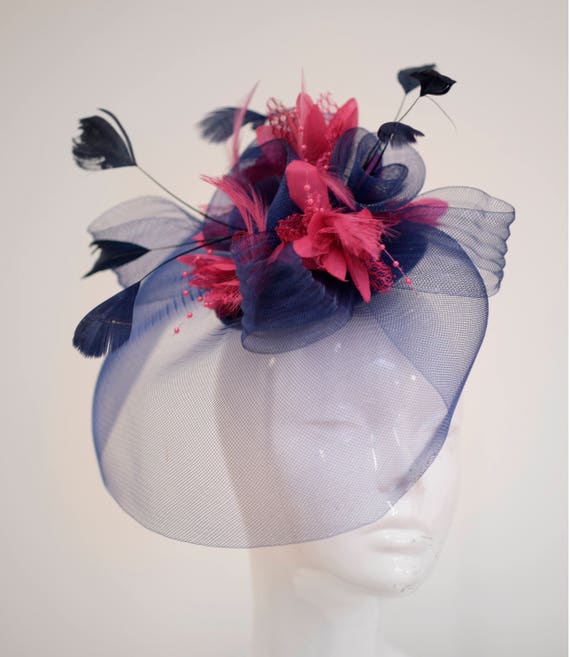 Fuchsia Hot Pink Fascinator Hat Veil 