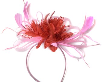 Caprilite Baby Pink and Red Fascinator 