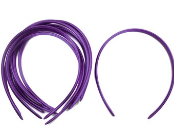 Cadbury Purple Plain Satin Headbands School Girls Hair Accessories Alice Band Wholesale Lot