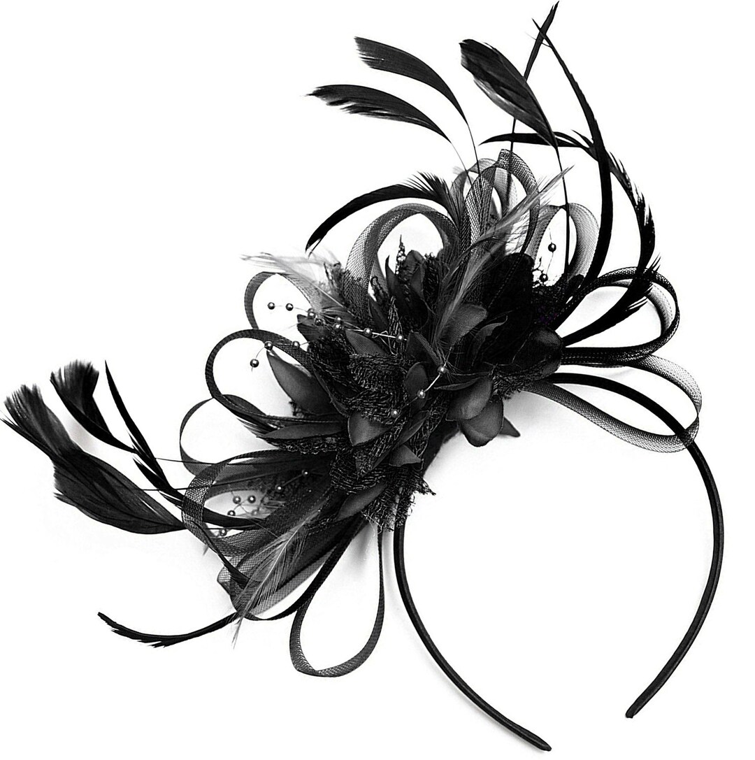 Caprilite Black Hoop and Feathers Fascinator on Headband - Etsy