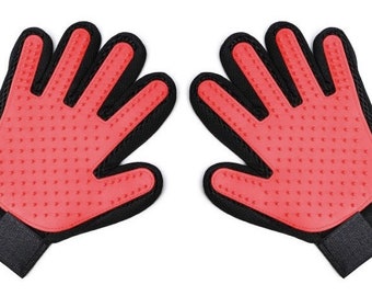 Pair of Pet Grooming Gloves Dog Cat Massage Groom Glove Hair Remover Brush UK