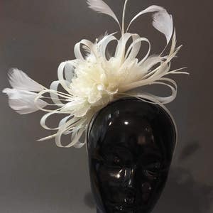 Caprilite Cream Ivory Fascinator on Headband AliceBand UK Wedding Ascot Races Loop image 1