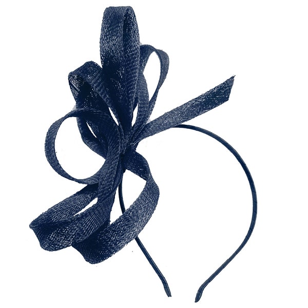 Caprilith Vegan Navy Blue Sinamay Fascinator Stirnband Hochzeit Hoop Damen Tag Ascot Rennen