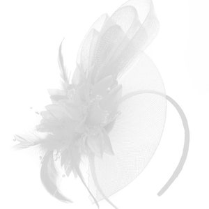 Caprilite White Flower Veil Feathers Fascinator On Headband Wedding