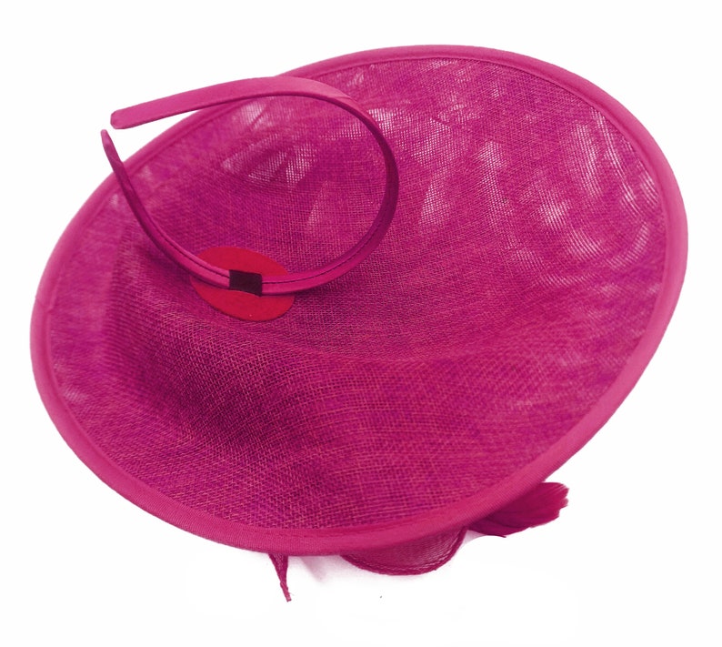 Caprilite Big Saucer Sinamay Fuchsia Hot Pink Colour Fascinator On Headband Wedding Derby Ascot Races Ladies image 4