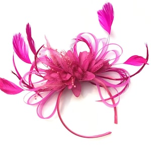 Caprilite Fuchsia Hot Pink Wedding Fascinator Headband Alice Band Ascot ...