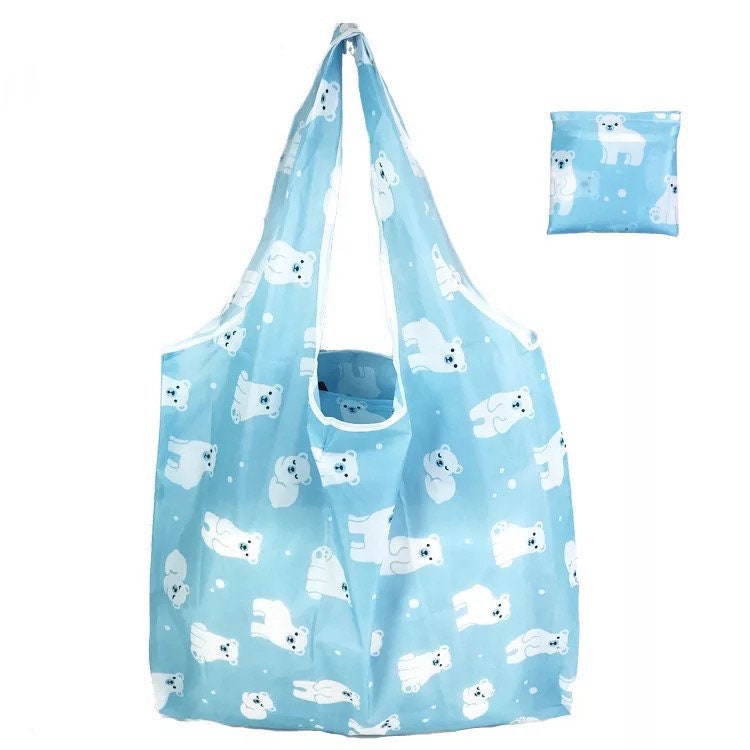 Reusable Foldable Shopping Bag Eco Flower Tote Handbag Fold Away Ladies Clip 