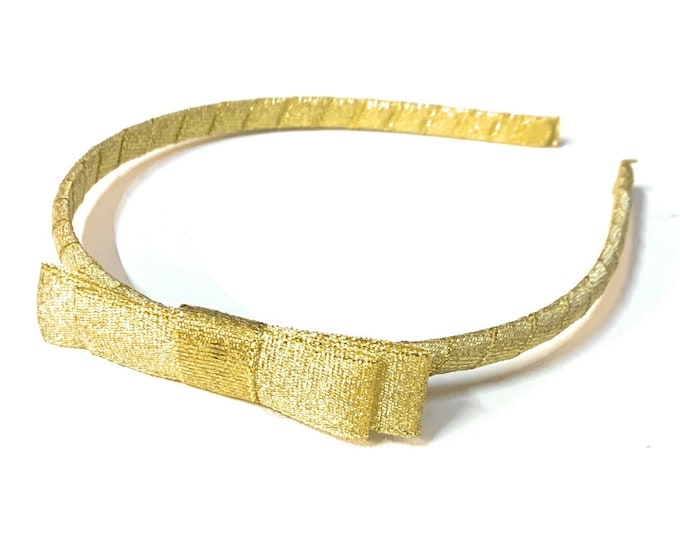 Sparkle Gold Bow Headband Girl's Gold Headband Toddler Etsy