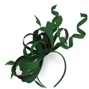 Caprilite Green and Black Wedding Swirl Fascinator Headband  Alice Band Ascot Races Loop Net