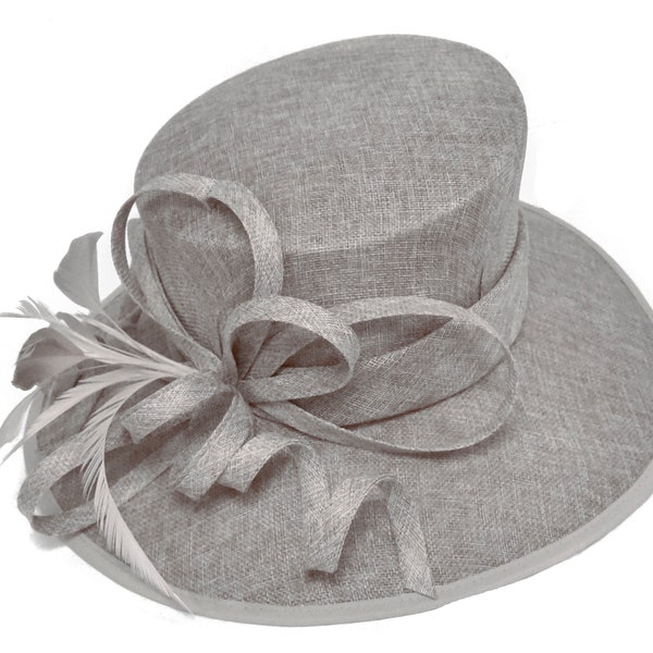 Caprilite Silver Grey Large Queen Hat Brim Occasion Hatinator Fascinator Weddings Formal