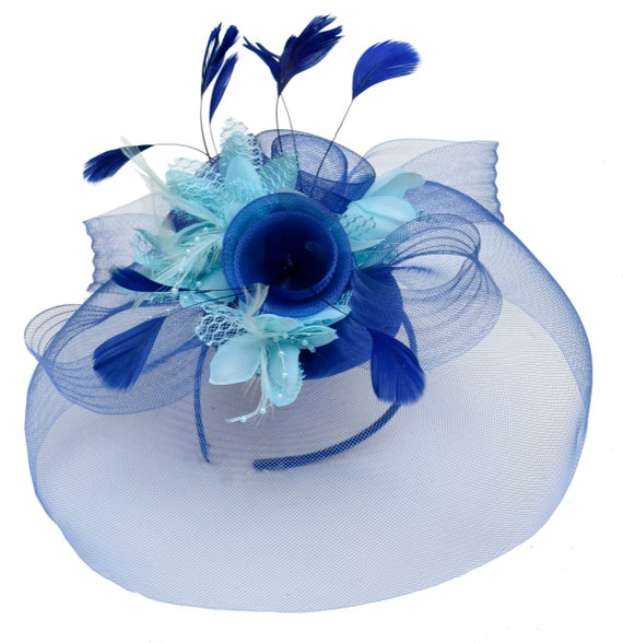 Blue Mix Fascinator Hat Veil 