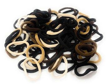 100 Assorted Seamless Elastic Hair Bobbles Hair Ties Elastics Band Ponytail Scrunchies Black Brown Classic Colours UK