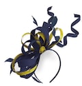 Caprilite Navy and Yellow Wedding Swirl Fascinator Headband  Alice Band Ascot Races Loop Net