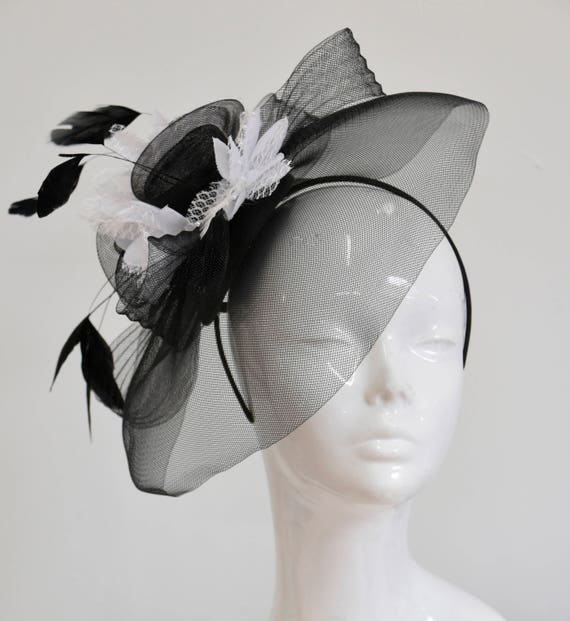 White Fascinator Hat Veil Net Hair 