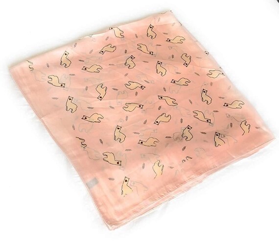 70cm X 70cm Blush Pink Llama Print Pattern Square Scarf Big -  UK