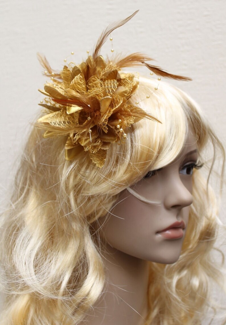 Small Flower Feather Bead Corsage Hair Clips Fascinator Etsy UK