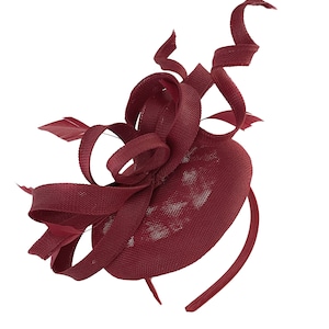 Caprilite Burgundy Wedding Swirl Pillbox Fascinator Headband  Alice Band Ascot Races Loop