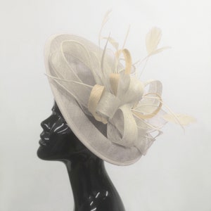 Caprilite Big Saucer Sinamay Cream Ivory Colour Fascinator On Headband Wedding Derby Ascot Races Ladies