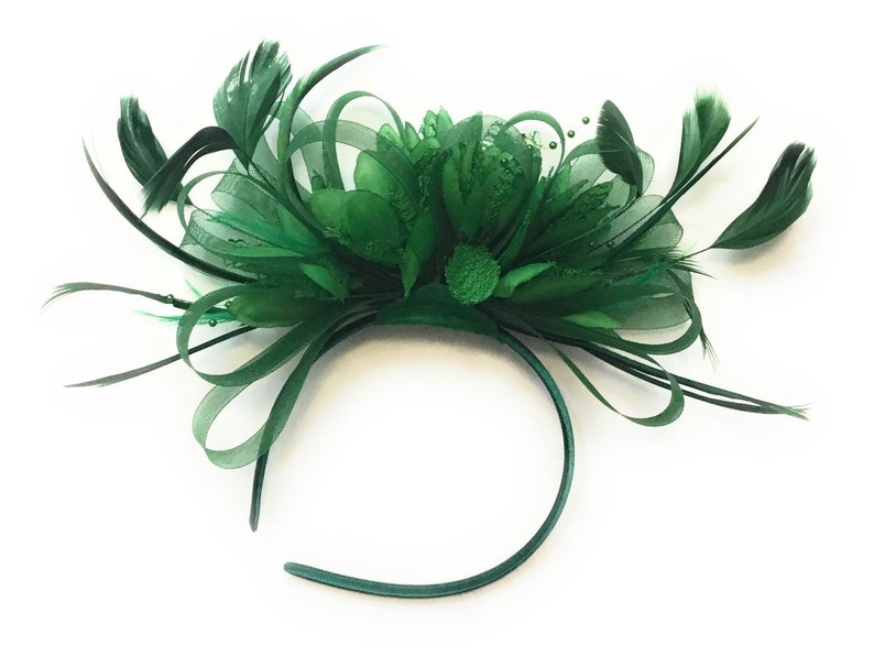 Emerald Jade Green Hoop Fascinator On Headband Etsy