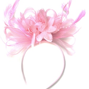 Caprilite Baby Pink Fascinator on Headband AliceBand UK Wedding Ascot Races Loop