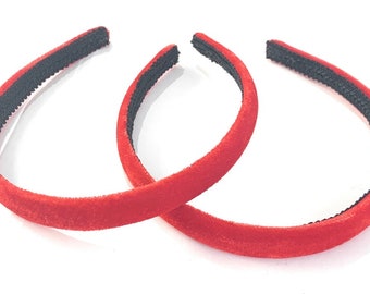 2 x Samt Mädchen Schul stirnband Alice Band Haarschmuck - Hochwertiges UK - Rot