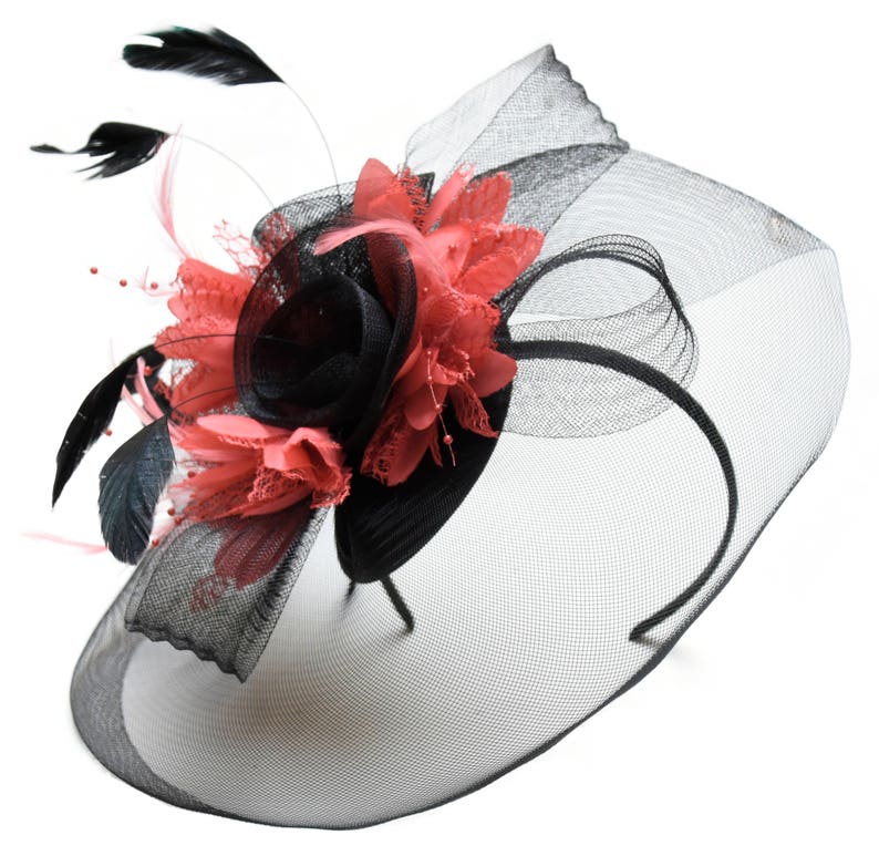 coral fascinator hat