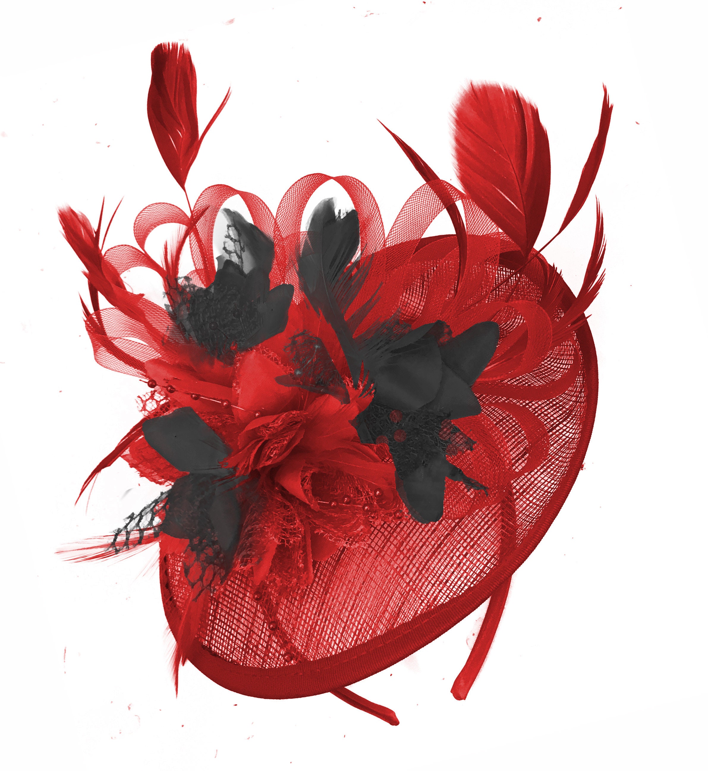 Caprilite Red and Black Sinamay Disc 