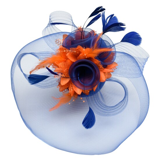 Orange Fascinator Hat Veil Net 