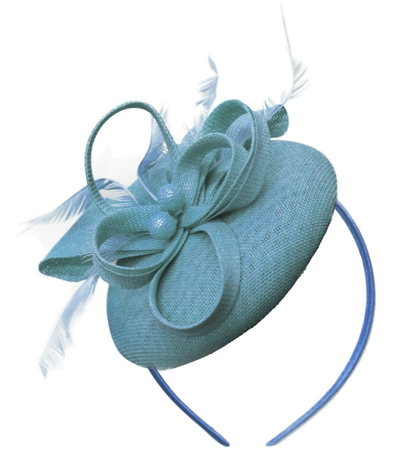 Round Light Blue Pillbox Bow Sinamay 