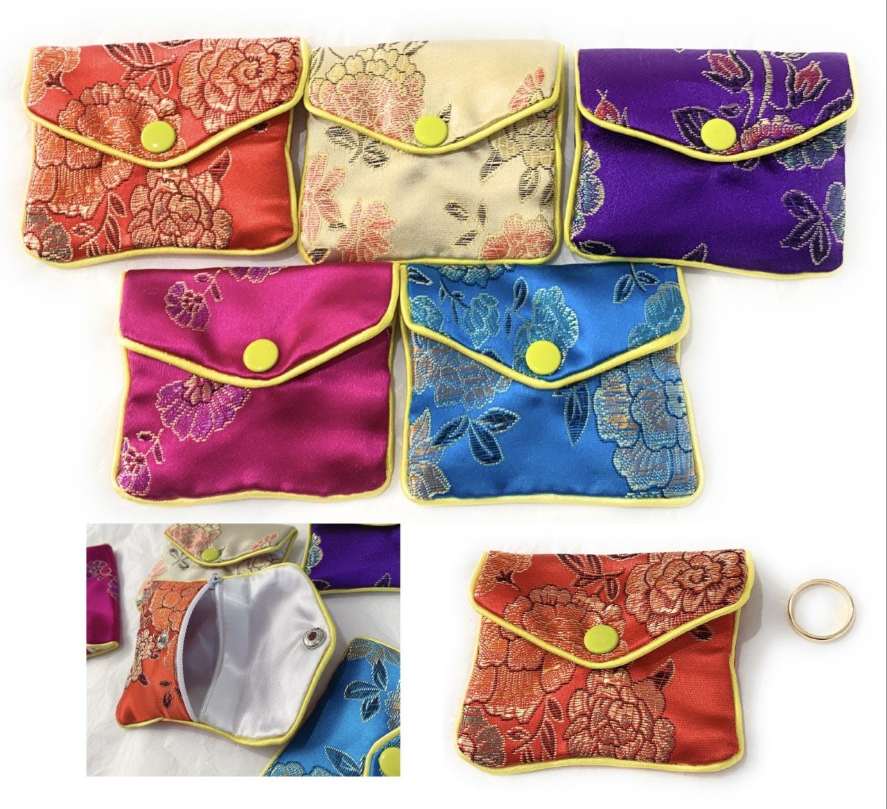 Floral Zipper Silk In Change Purse Pouch Set Small Gift Bags For Jewelry,  Chinese Credit Card Holder Silk Bag In 6x8, 8x10, And 10x12 Cm Sizes  Whol317K From Ibezo, $61.51