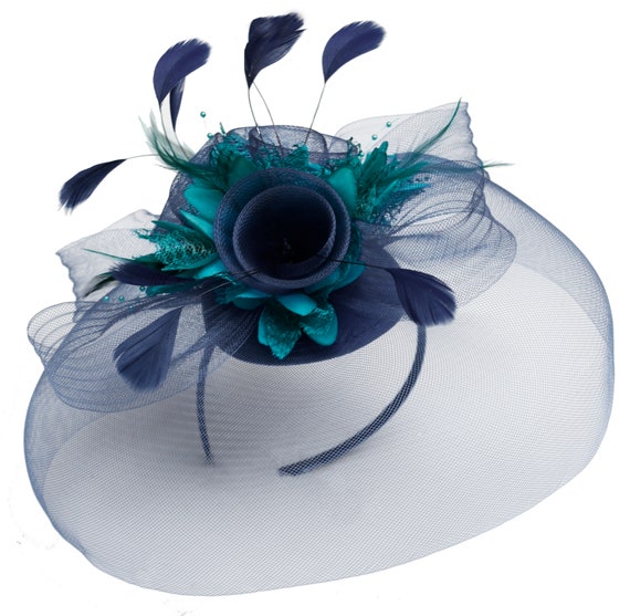 Turquoise Teal Fascinator Hat Veil Net 