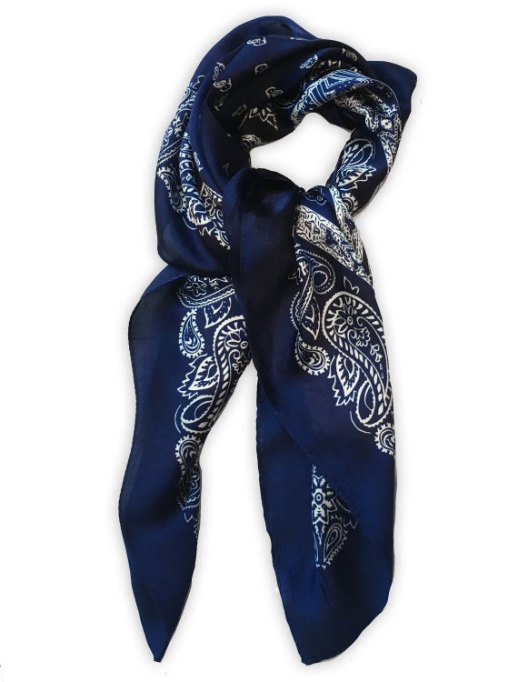 Ladies navy silk scarf deals